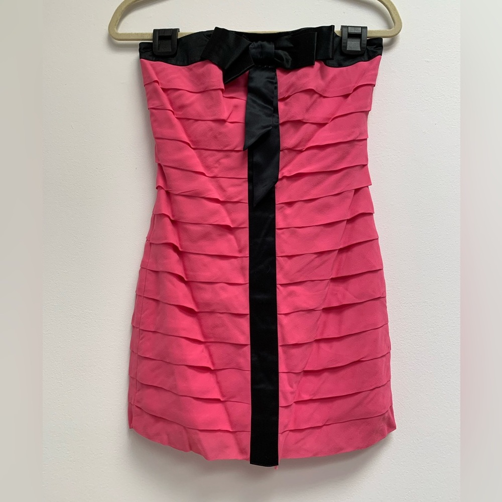 Betsey Johnson Pink Silk Tiered Mini Dress